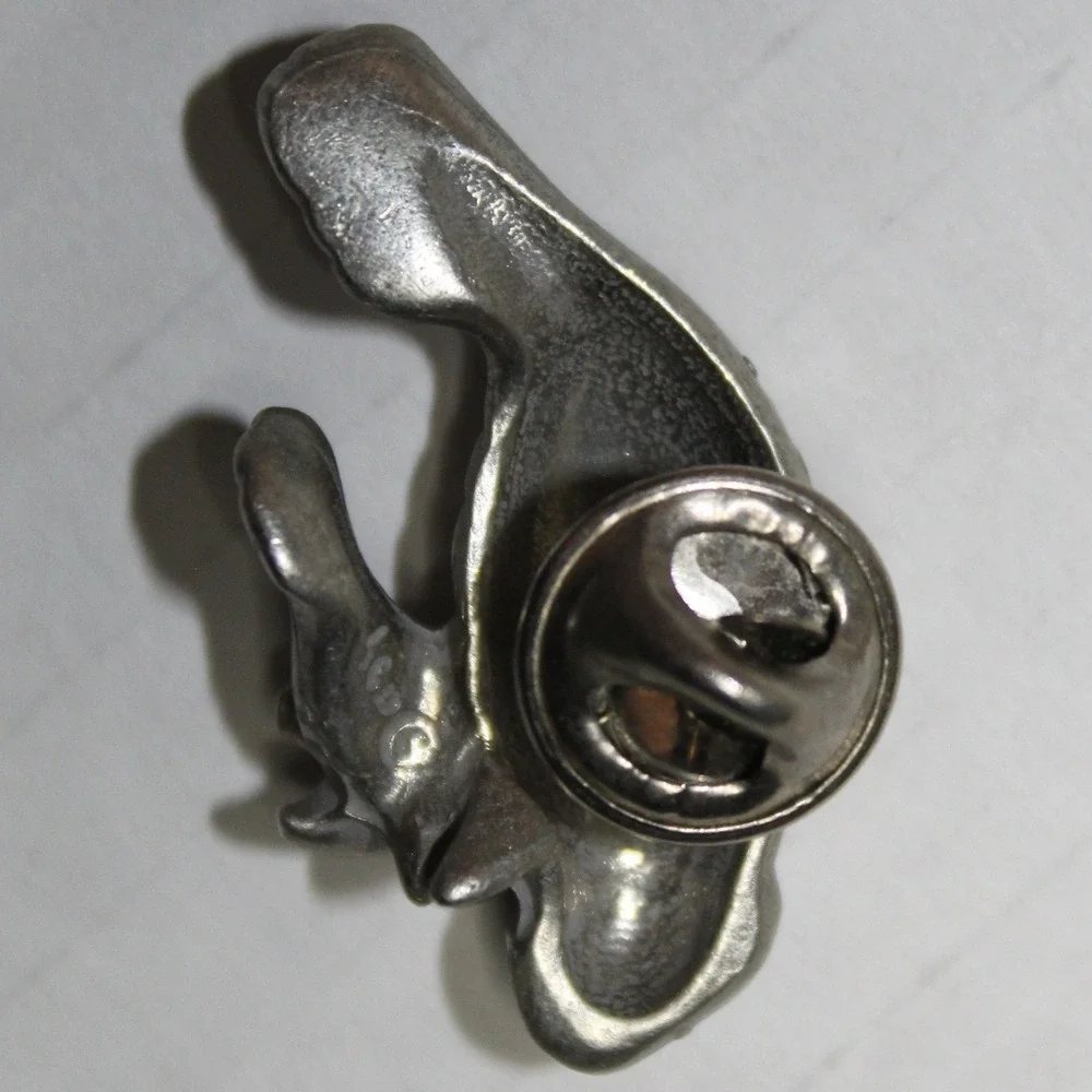 JJ Pin Manatee Mother Baby Pewter Silver Tone Vintage Marine Animal Lapel USA